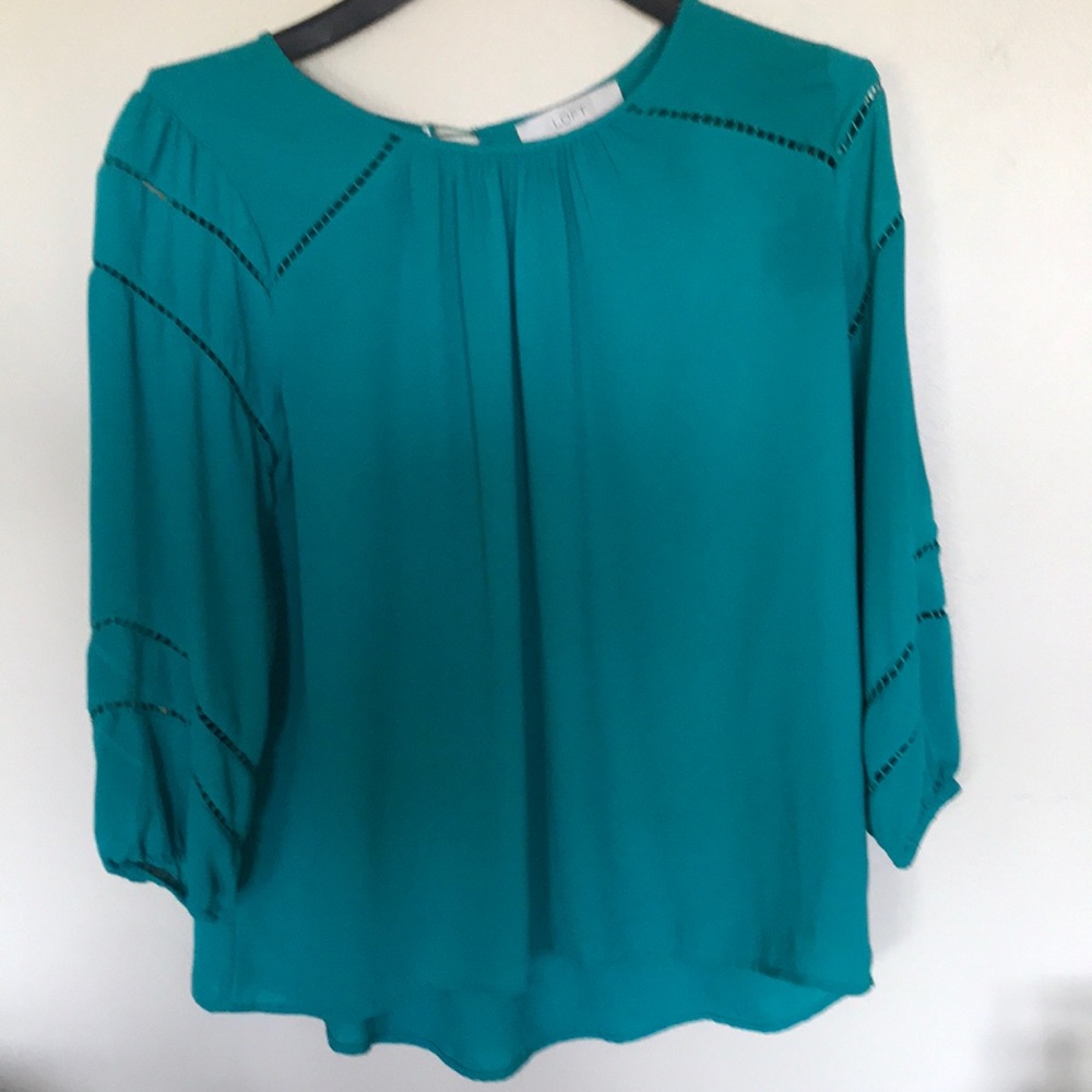 LOFT Teal Blue 3/4 Sleeve Blouse